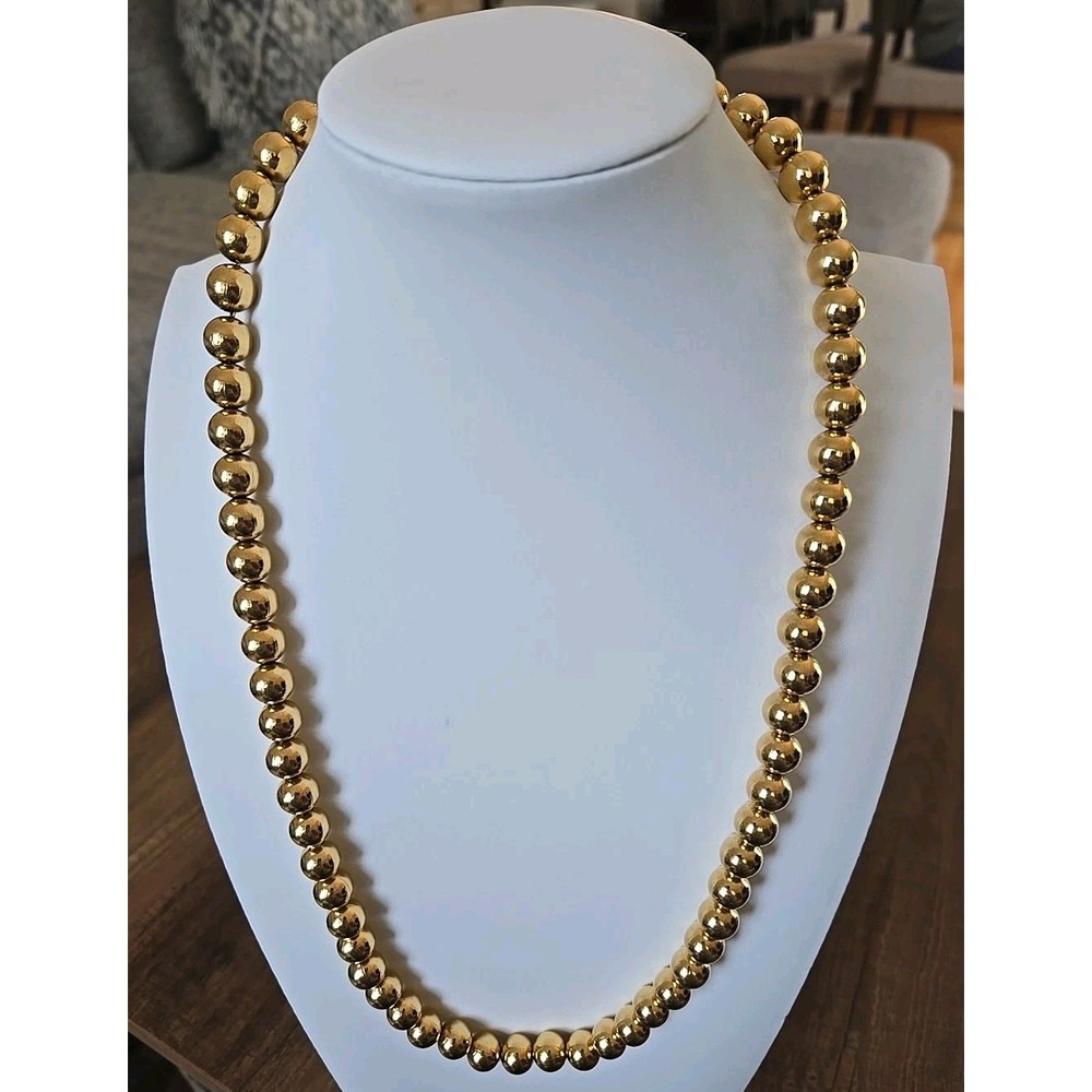 VTG Napier Gold Toned Beaded Necklace Chain Cord 24" Same Sized Beads EUC